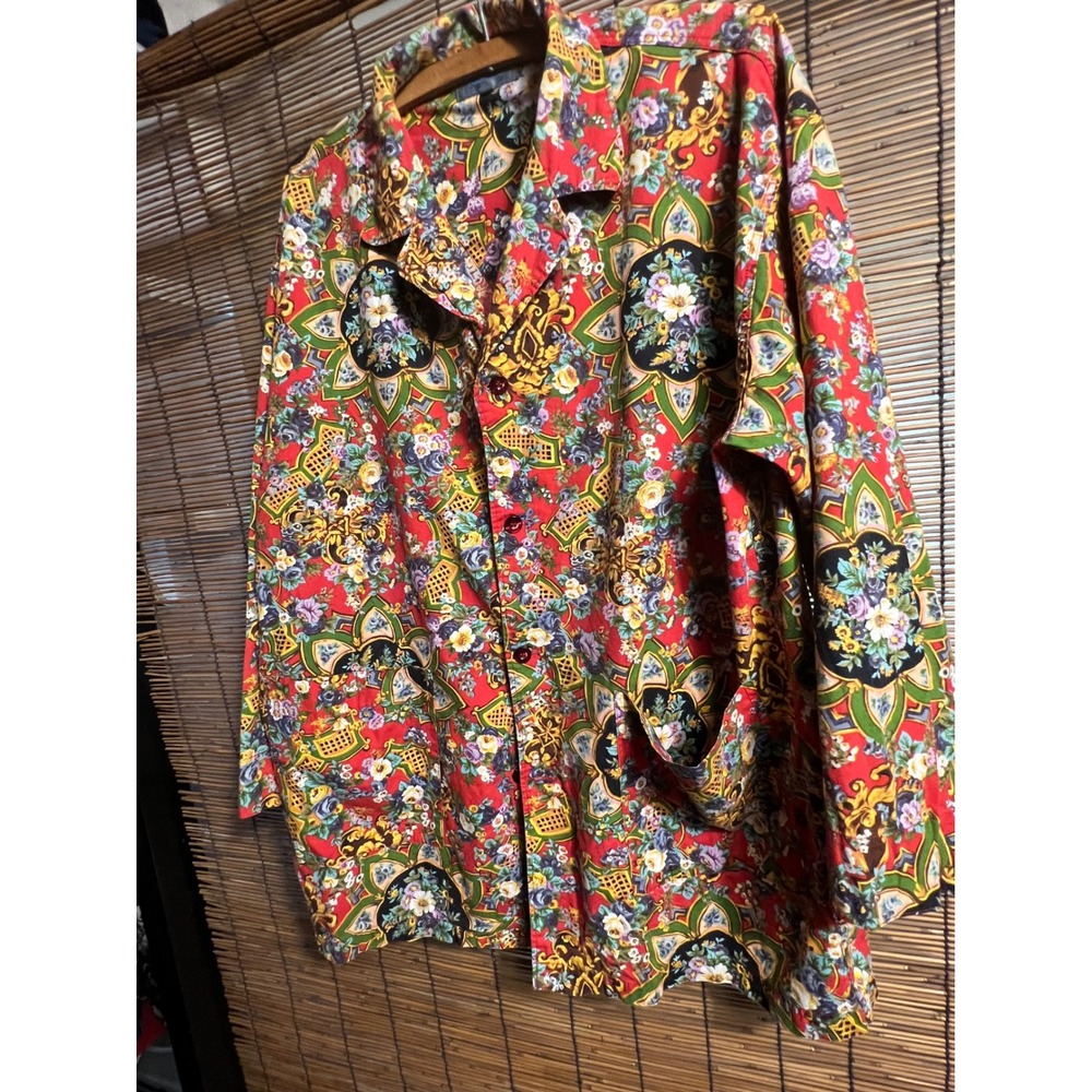 Kenzo Vintage 2 Piece Set Red Floral Mandala Shirt and Pants Outfit - Picture 9 of 12